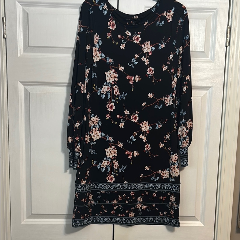 White House Black Market Floral Black Dress